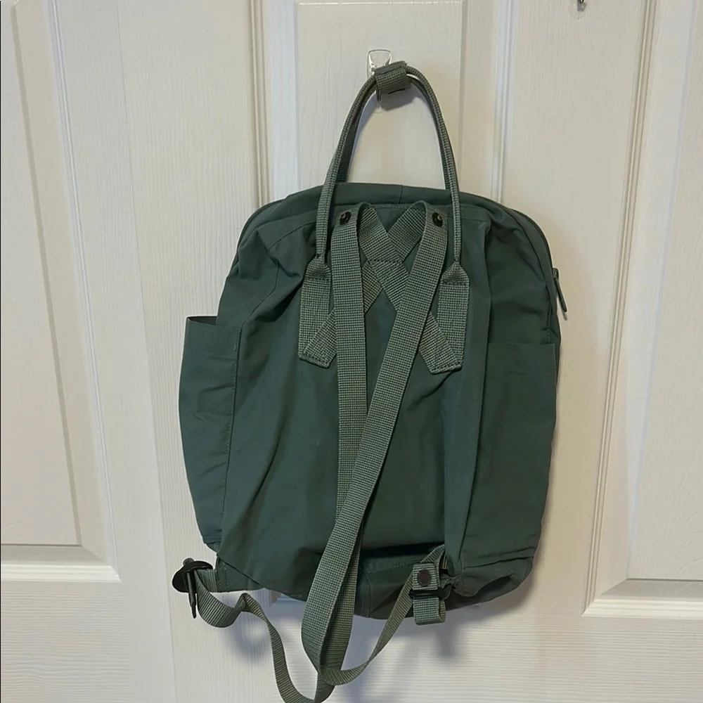 Fjallraven Kanken Forest Green Backpack with Red Logo